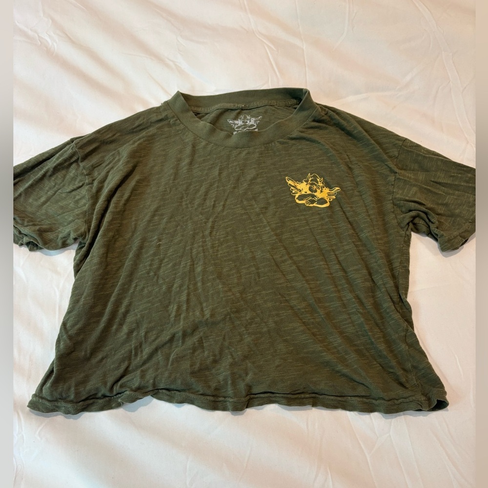 Boys Lie Olive T-Shirt with Yellow Graphic